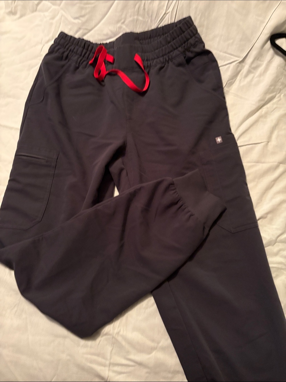 FIGS womens medium tall scrub pants with Red Drawstring